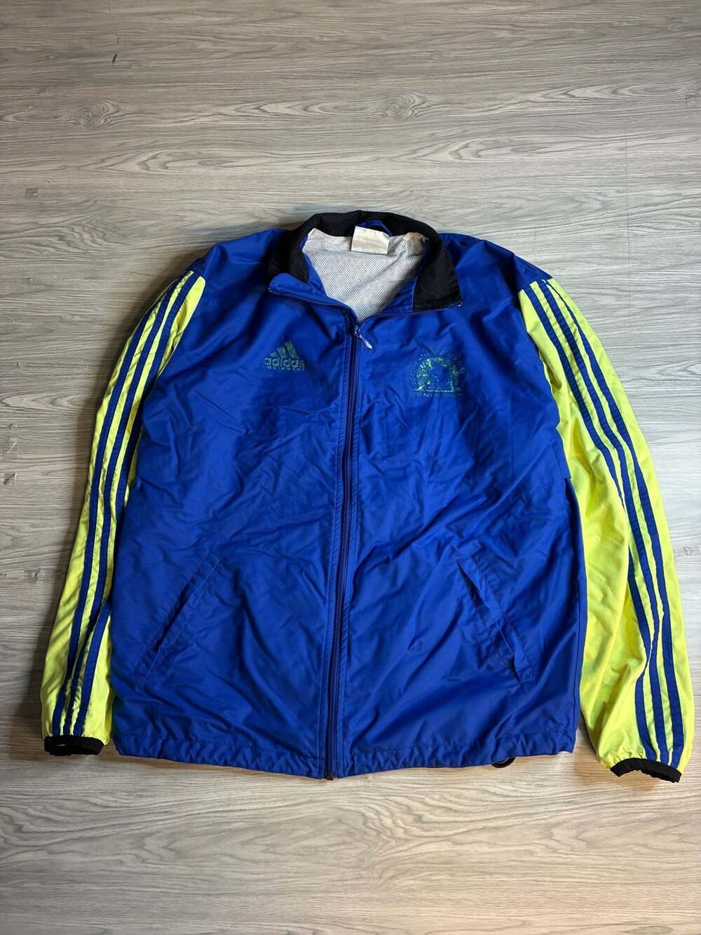 Vintage 1998 Adidas Boston Marathon Windbreaker Zip-Up Jacket L Used Blue Volt